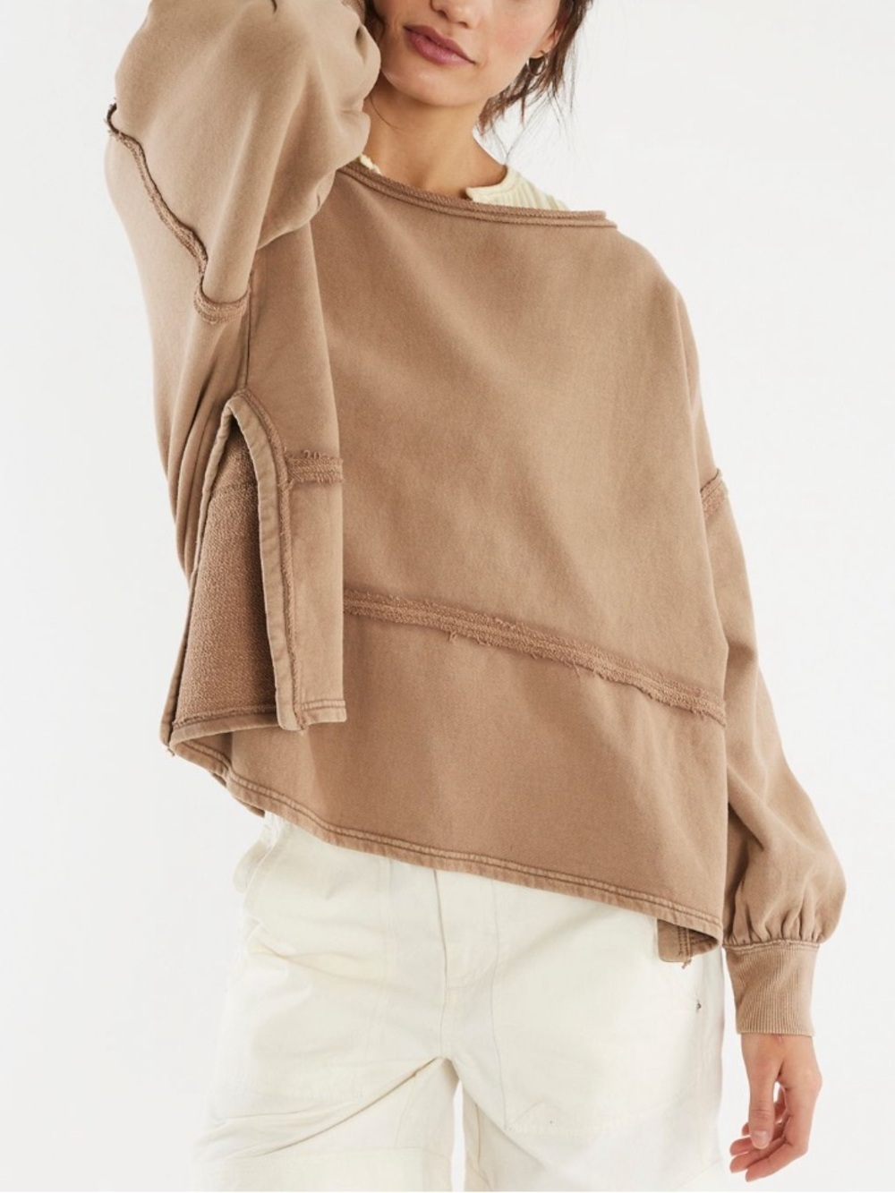 Free People  Sofia Sweatshirt xs tan